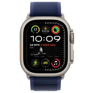 specifications product type apple watch ultra 2 gps + cellular connectivity 4g lte and umts wi fi 4 802.11n bluetooth 5.3 face size (mm) 49 mm apps ecg heart rate medications mindfulness noise sleep gps yes battery life up to 36 hours of normal use up to 72 hours in low power mode battery lithium ion processor and speed s9 sip with 64 bit dual core 4 core neural engine operating system watchos 11 memory capacity 64gb rechargeable yes brand apple colour natural titanium case with blue trail loop s/m product dimensions product: d 14.4 x w 44 x h 49 mm product weight product: 0.0614 kg accessories included apple watch ultra 2 band apple watch magnetic fast charger to usb c cable 1 metre model number mx4j3zp/a