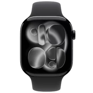 apple watch series 11 gps + cellular 46mm jet black aluminium case with black sport band s/m
